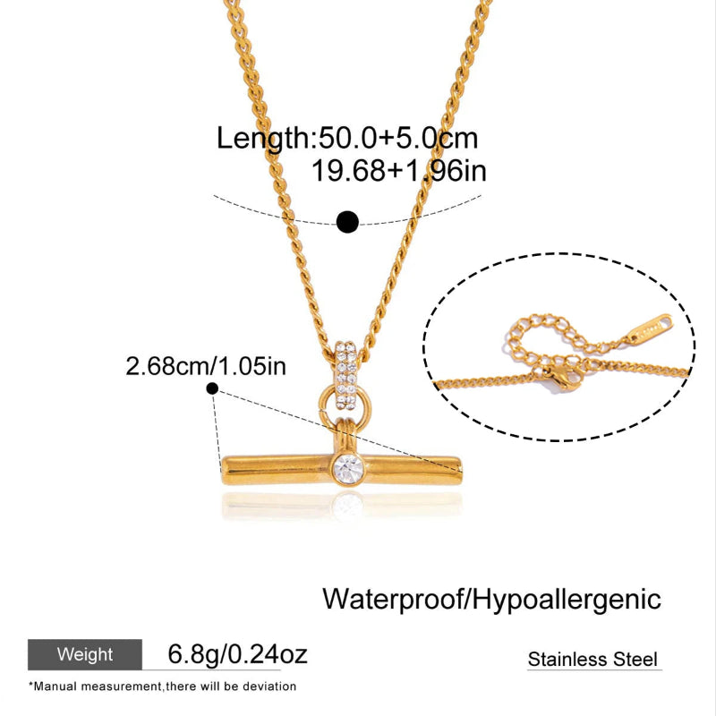 Crystal T Bar Necklace