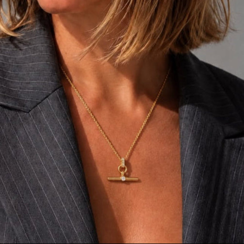 Crystal T Bar Necklace