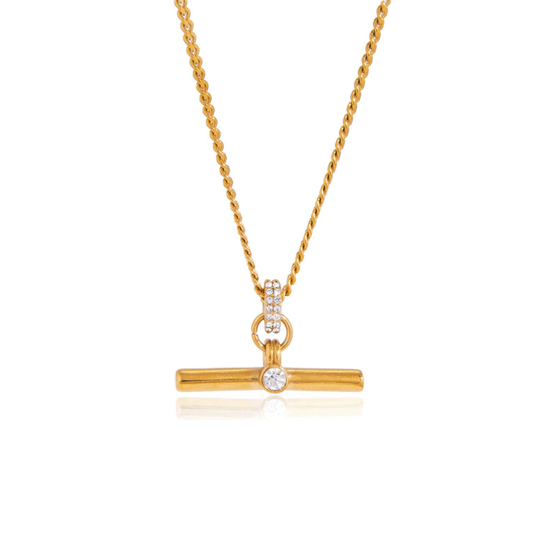 Crystal T Bar  Necklace