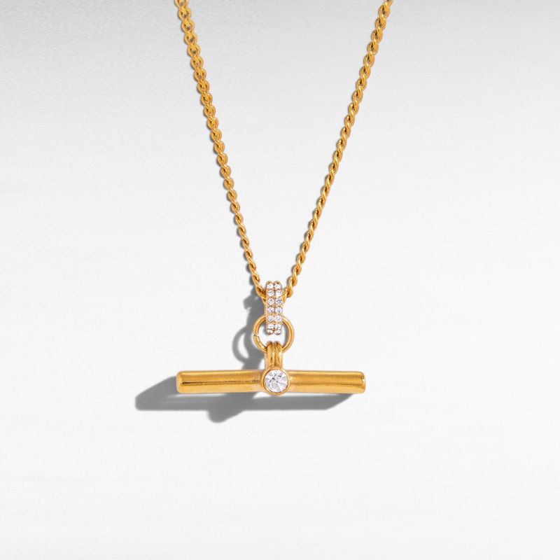 Crystal T Bar  Necklace
